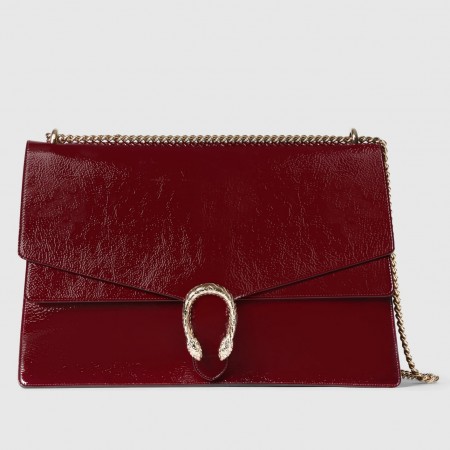 Gucci Dionysus Large Shoulder Bag in Red Patent Leather
