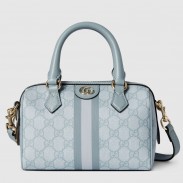Gucci Ophidia GG Mini Top Handle Bag in Dusty Blue Supreme Canvas