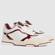 Gucci Men's Re-Web Sneakers in White and Red Leather
