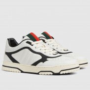 Gucci Men's Re-Web Sneakers in White and Black Leather
