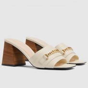 Gucci Signoria Slide Sandals 75MM in White Leather