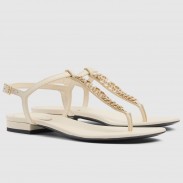 Gucci Signoria Thong Sandals in White Leather