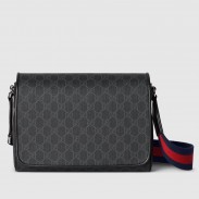 Gucci Men's Messenger Bag in Black GG Supreme Canvas