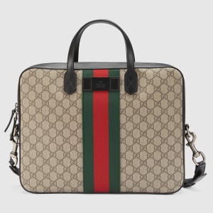 Gucci Briefcase in Beige GG Supreme with Web