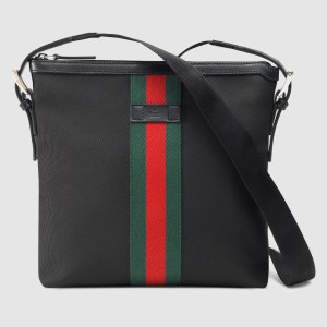 Gucci Messenger Bag in Black Canvas with Web