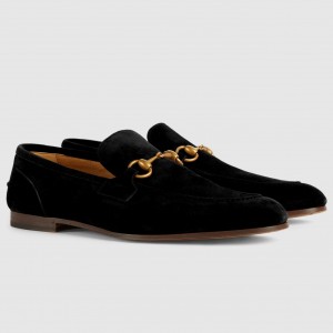 Gucci Men's Jordaan Loafers in Black Suede Leather