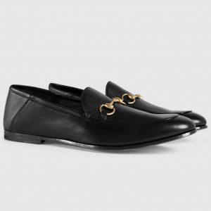 Gucci Men's Horsebit Slip-on Loafer in Black Leather