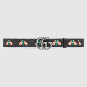 Gucci Black Supreme GG Marmont Belt 30MM with Bees