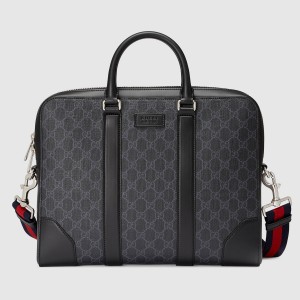 Gucci Briefcase in Black GG Supreme Canvas