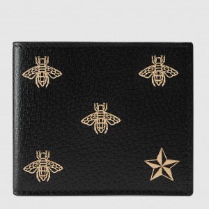 Gucci Bi-fold Wallet In Bee and Star Print Leather