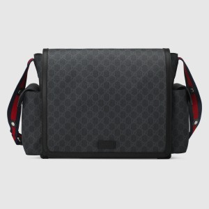 Gucci Diaper Bag In Black GG Supreme Canvas