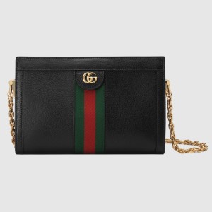 Gucci Ophidia Small Chain Shoulder Bag in Black Leather