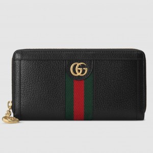 Gucci Ophidia Zip Around Wallet in Black Leather