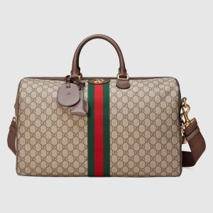Gucci Savoy Medium Duffle Bag in Beige GG Supreme Canvas