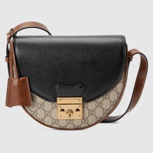Gucci Padlock Small Crossbody Bag in GG Canvas with Black Leather