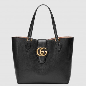 Gucci Small Tote Bag with Double G in Black Calfskin