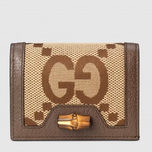 Gucci Diana Card Case Wallet In Jumbo GG Canvas