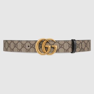 Gucci GG Marmont Reversible Belt 38MM in GG Supreme with Black Leather