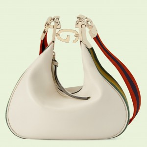 Gucci Attache Small Shoulder Bag in White Leather