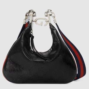 Gucci Attache Small Shoulder Bag in Black GG Crystal Canvas