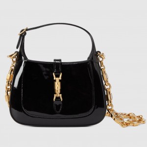 Gucci Jackie 1961 Mini Shoulder Bag in Black Patent Leather
