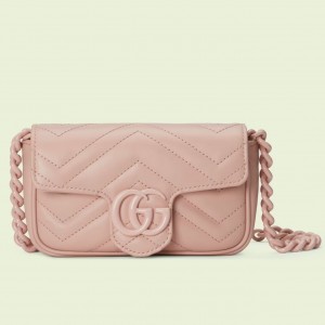 Gucci GG Marmont Belt Bag in Pink Matelasse Calfskin