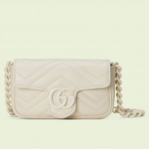 Gucci GG Marmont Belt Bag in White Matelasse Calfskin