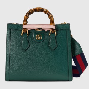 Gucci Diana Small Tote Bag in Green Calfskin