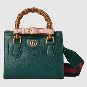 Gucci Diana Mini Tote Bag in Green Calfskin
