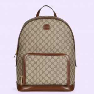 Gucci Backpack in Beige GG Canvas with Interlocking G 