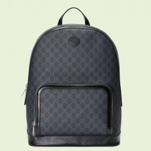 Gucci Backpack in Black GG Canvas with Interlocking G