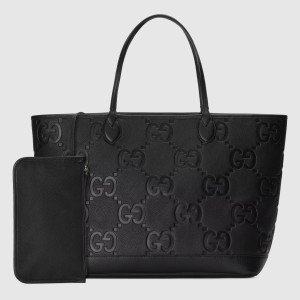 Gucci Large Tote Bag in Black Jumbo GG Leather