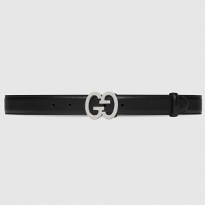 Gucci GG Buckle Belt 30MM in Black Leather