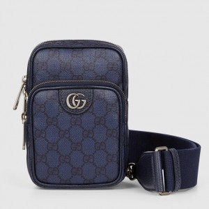 Gucci Ophidia GG Sling Bag in Blue GG Supreme Canvas