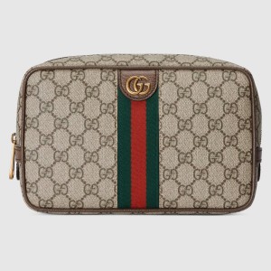 Gucci Savoy Toiletry Case in Beige GG Canvas with Web