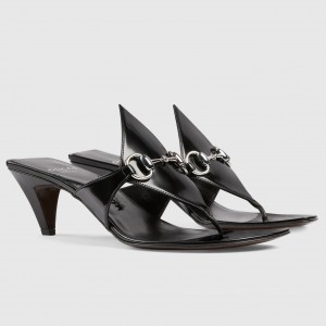 Gucci Thong Sandals 55mm in Black Patent Leather