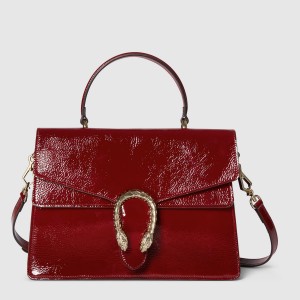 Gucci Dionysus Medium Top Handle Bag in Red Patent Leather