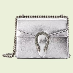 Gucci Dionysus Mini Bag in Silver Metallic Leather