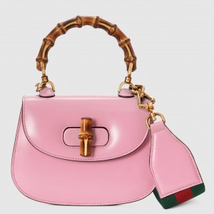 Gucci Bamboo 1947 Mini Top Handle Bag in Pink Leather