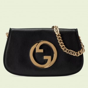 Gucci Blondie Small Shoulder Bag in Black Calf Leather