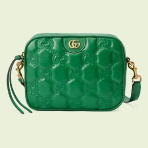 Gucci Small Shoulder Bag In Green GG Matelasse Leather