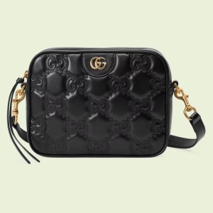 Gucci Small Shoulder Bag In Black GG Matelasse Leather