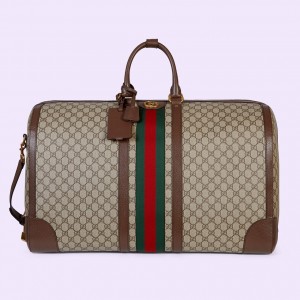 Gucci Savoy Maxi Duffle Bag in Beige GG Supreme Canvas
