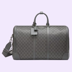 Gucci Savoy Large Duffle Bag in Grey GG Supreme Canvas