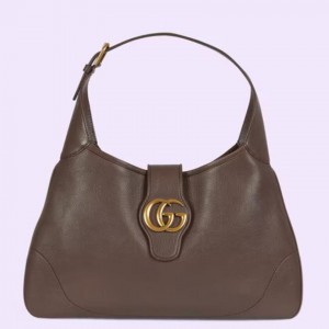 Gucci Aphrodite Medium Shoulder Bag in Dark Brown Leather