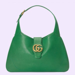 Gucci Aphrodite Medium Shoulder Bag in Green Leather