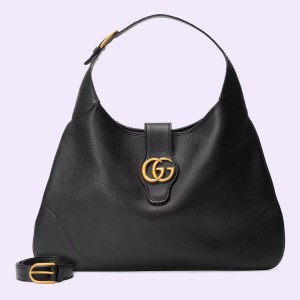 Gucci Aphrodite Large Shoulder Bag in Black Leather
