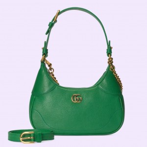 Gucci Aphrodite Small Shoulder Bag in Green Leather