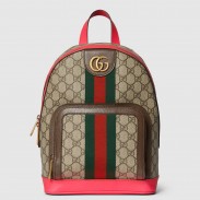 Gucci Ophidia GG Small Backpack in GG Canvas and Fuchsia Leather