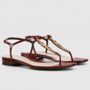 Gucci Signoria Thong Sandals in Red Patent Calfskin